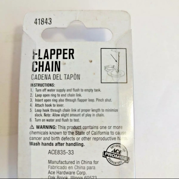 Ace #41843 Flapper Replacement Chain 9 in 22.86 cm Bathroom Toilet Universal - Picture 8 of 10